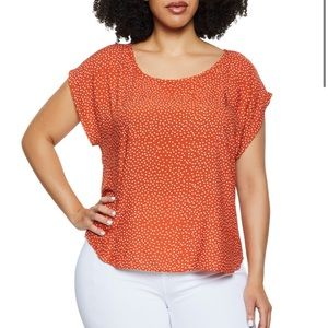 Plus - Polka dot Cap Sleeve Blouse - 1X